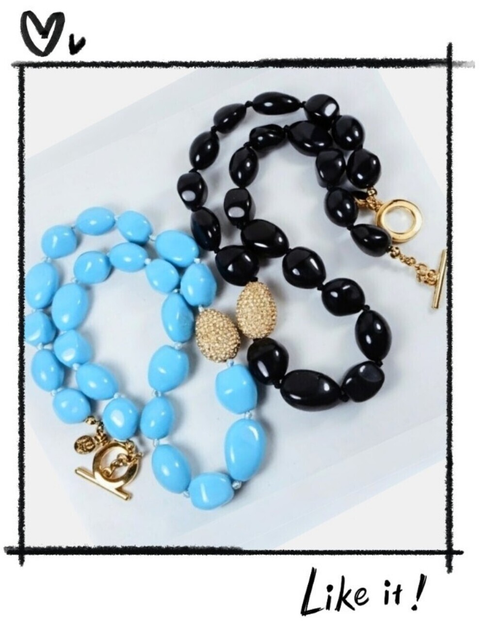 2!! RARE NOLAN Miller Estate Turquoise Onyx LUCITE Necklaces